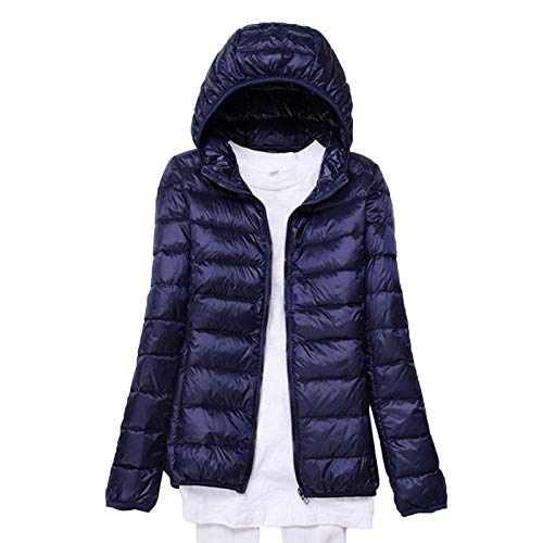 Elonglin Damen Daunenjacke Ultraleichter Kapuze Kurze Winter Mantel Plus Size Dunkelblau L von Elonglin