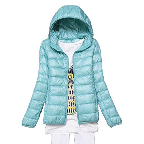Elonglin Damen Daunenjacke Ultraleichter Kapuze Kurze Winter Mantel Plus Size Mintgrün XL von Elonglin