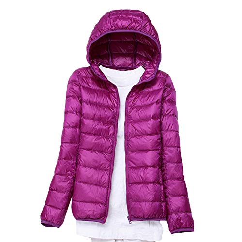 Elonglin Damen Daunenjacke Ultraleichter Kapuze Kurze Winter Mantel Plus Size lila XXL von Elonglin