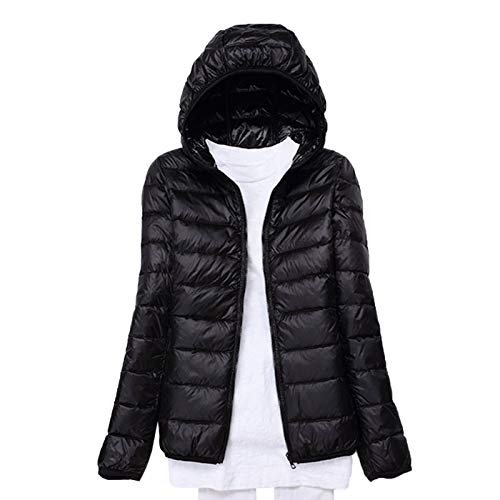 Elonglin Damen Daunenjacke Ultraleichter Kapuze Kurze Winter Mantel Plus Size schwarz L von Elonglin