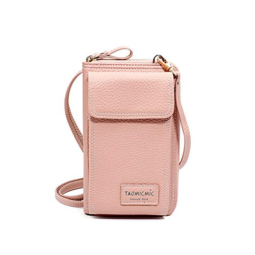 Elonglin Damen Phone Tasche Handytasche Umhängetasche Geldbörse Reißverschluss 11 * 4.5 * 18cm(L*B*H) Pink von Elonglin