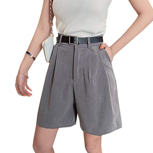 Elonglin Damen Shorts Locker Anzugshorts Kurz Anzug Hose Freizeitshorts Sommer Ol Casual Grau 34-36 von Elonglin