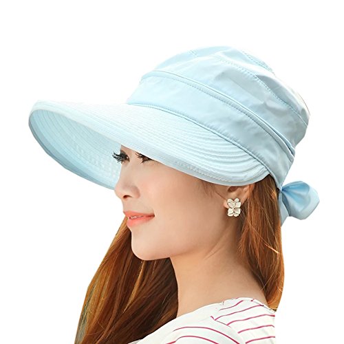 Elonglin Damen Sonnenhüte UV-Schutz Bergsteigen Outdoors Hut atmungsaktiv schnell trocknend Verstellbar abziehbar Hellblau One Size(verstellbar) von Elonglin