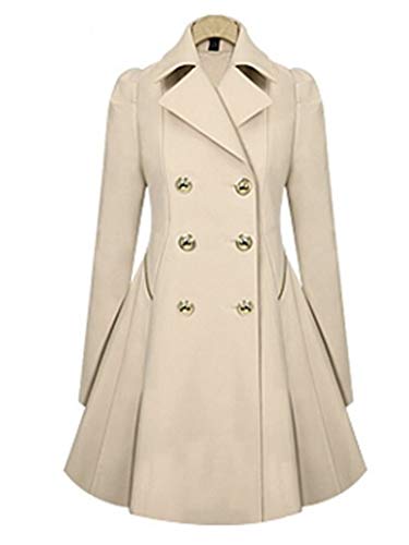 Elonglin Damen Trenchcoat Doppelreihig Vintage Umschlag Kragen Mantel Jacke Slim Staubmantel Windbreaker Outwear für Frühling Herbst Gr. XX-Large, beige von Elonglin