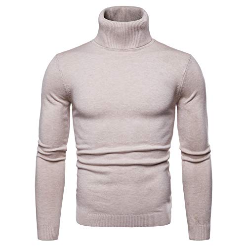 Elonglin Herren Baumwolle gestrickte Stehkragen Pullover Sweatshirt Herbst Winter Slim Fit (DE XS (Asien M), Beige) von Elonglin