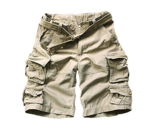 Elonglin Herren Cargo Short, Einfarbig Gr. W34, kaki von Elonglin