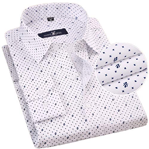 Elonglin Herren Hemd Businesshemd Freizeithemd Shirts Bügelfreies Klassik Basic Stil 2 Sternchen Weiß EU S/M =Asie 39 von Elonglin