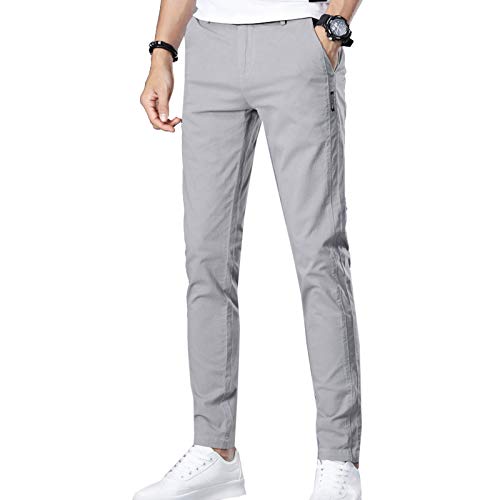 Elonglin Herren Stretch Chino Hose Slim Fit Arbeitshose Casual Cotton Bottom Gr. 36W Zoll, grau von Elonglin