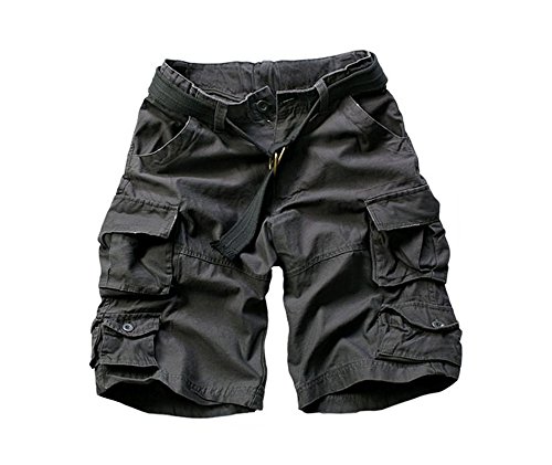 Elonglin Herren kurze Cargo-Shorts für den Sommer, legere Arbeit, Gürtel nicht enthalten, rote Taille 75 cm (Asien 29) von Elonglin