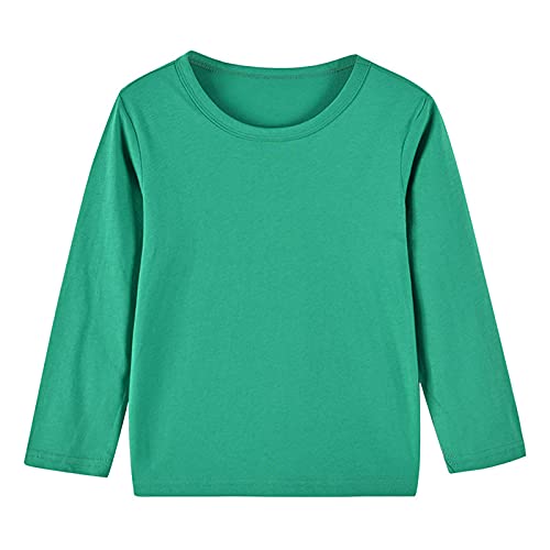 Elonglin Kinder Langarm Shirts für Jungen 100% Baumwolle Einfarbig Oberteile Unterhemd Grün DE 110(Asien 120) von Elonglin