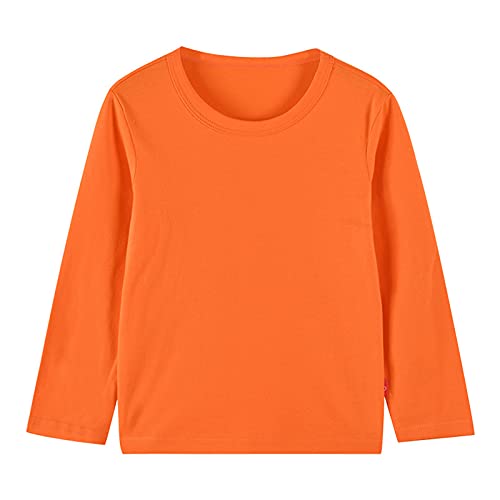 Elonglin Kinder Langarm Shirts für Jungen 100% Baumwolle Einfarbig Oberteile Unterhemd Orange DE 110(Asien 120) von Elonglin