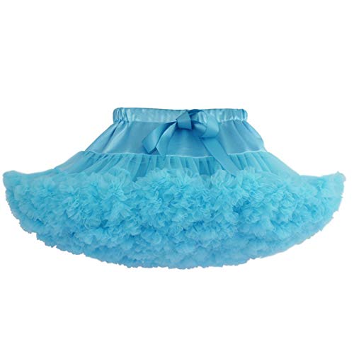 Elonglin Kinder Mädchen Vintage Rock Tütü Pettiskirt Puffy überlagerte Tüll Ballettröckchen Schleife Rock Tanzrock Tutu Röcke Blau x S(für 80-100cm Körperhöhe) von Elonglin