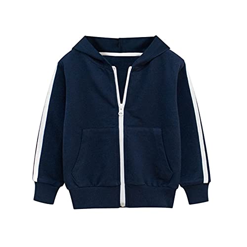 Elonglin Kinder Strickjacke für Jungen Basic Cardigan Übergangsjacke Hoodie Sweatershirt Marineblau D DE 110(Asien 120) von Elonglin