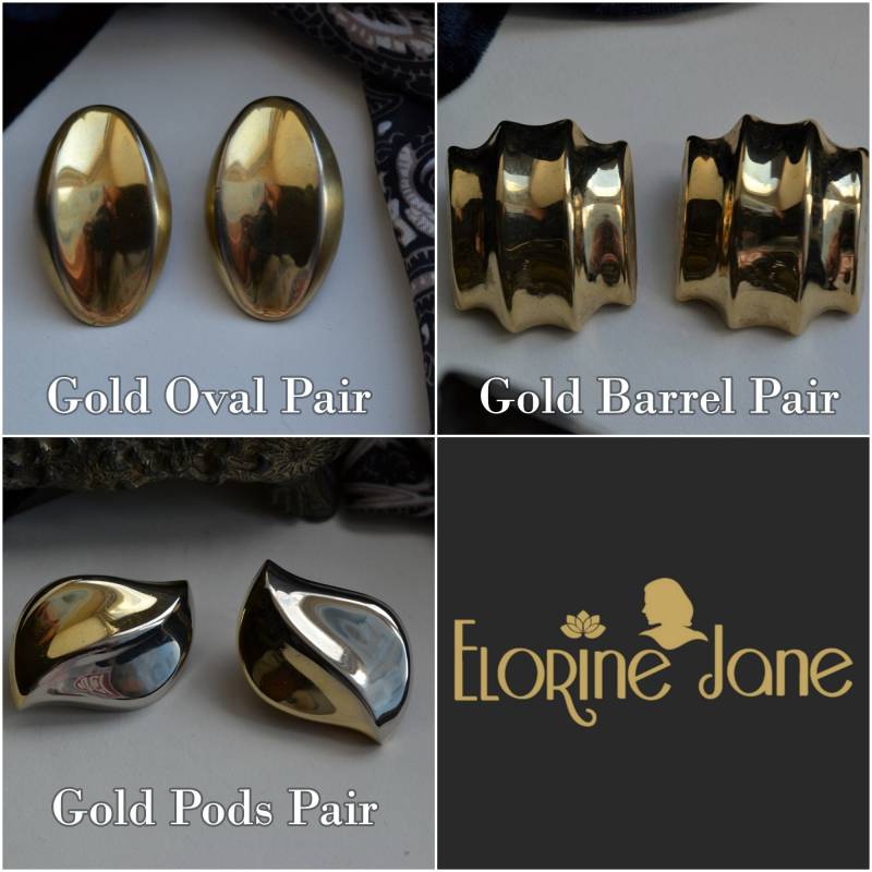 Vintage Goldfarbene Ohrclips, Originelles Geschenk, 1980Er Jahre Schmuck von ElorineJane