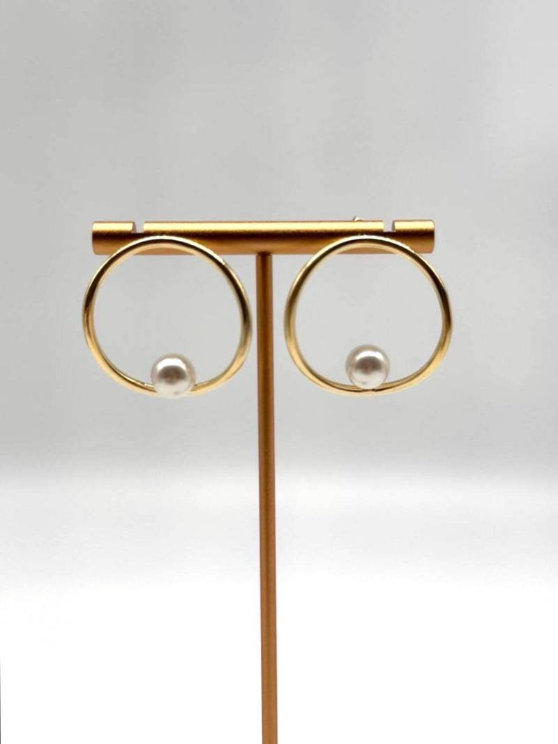 18K Gold-Plated 925 Sterling Silver Earrings - Round Pearl Earrings, Minimalist Design, Elegant Stud For Women von EloureJewelry