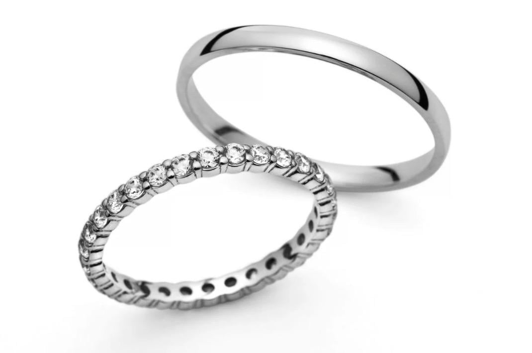 Eheringe Aus 585 Weißgold, Eheringe Weißgold, Damenring Mit Diamanten 0, 20 Ct & Herrenring Glatt , Glatte Trauringe, 585Gold von EloureJewelry