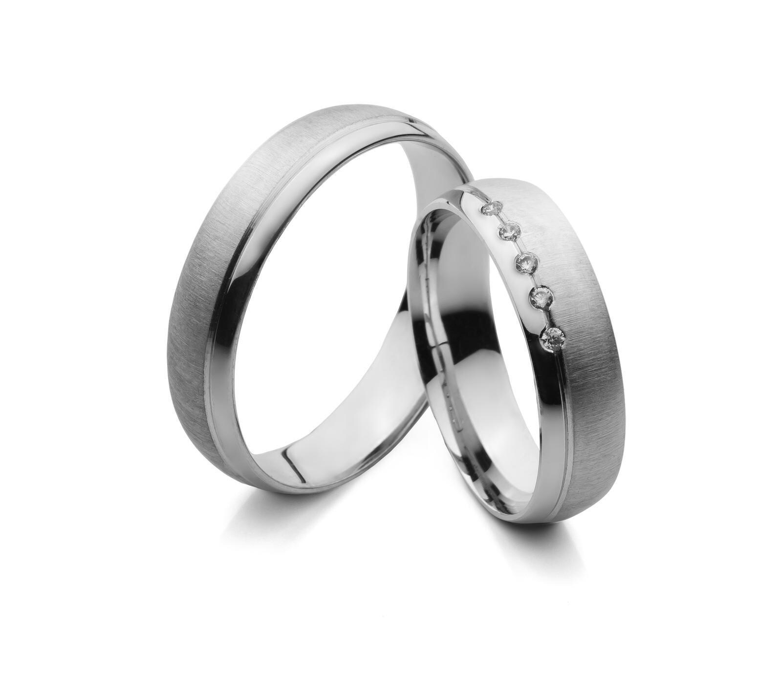 Eheringe Aus 585 Weißgold, Eheringe Weißgold | Trauringe Set, Trauringe Mit Diamanten, Partnerringe von EloureJewelry