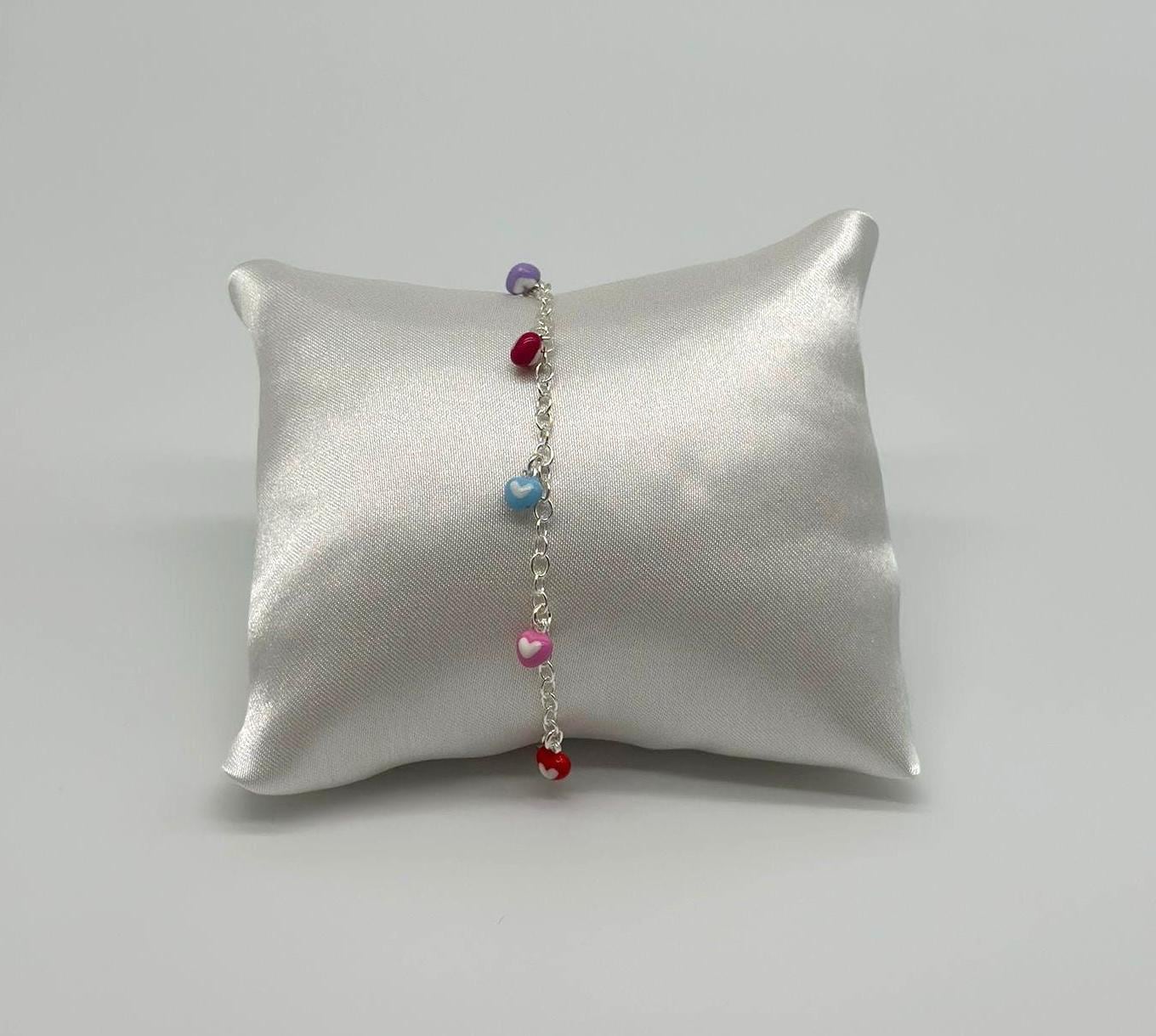 Heart Bracelet Silver 925 | Colorful Children's With Pendants Handmade Gift For Girls von EloureJewelry