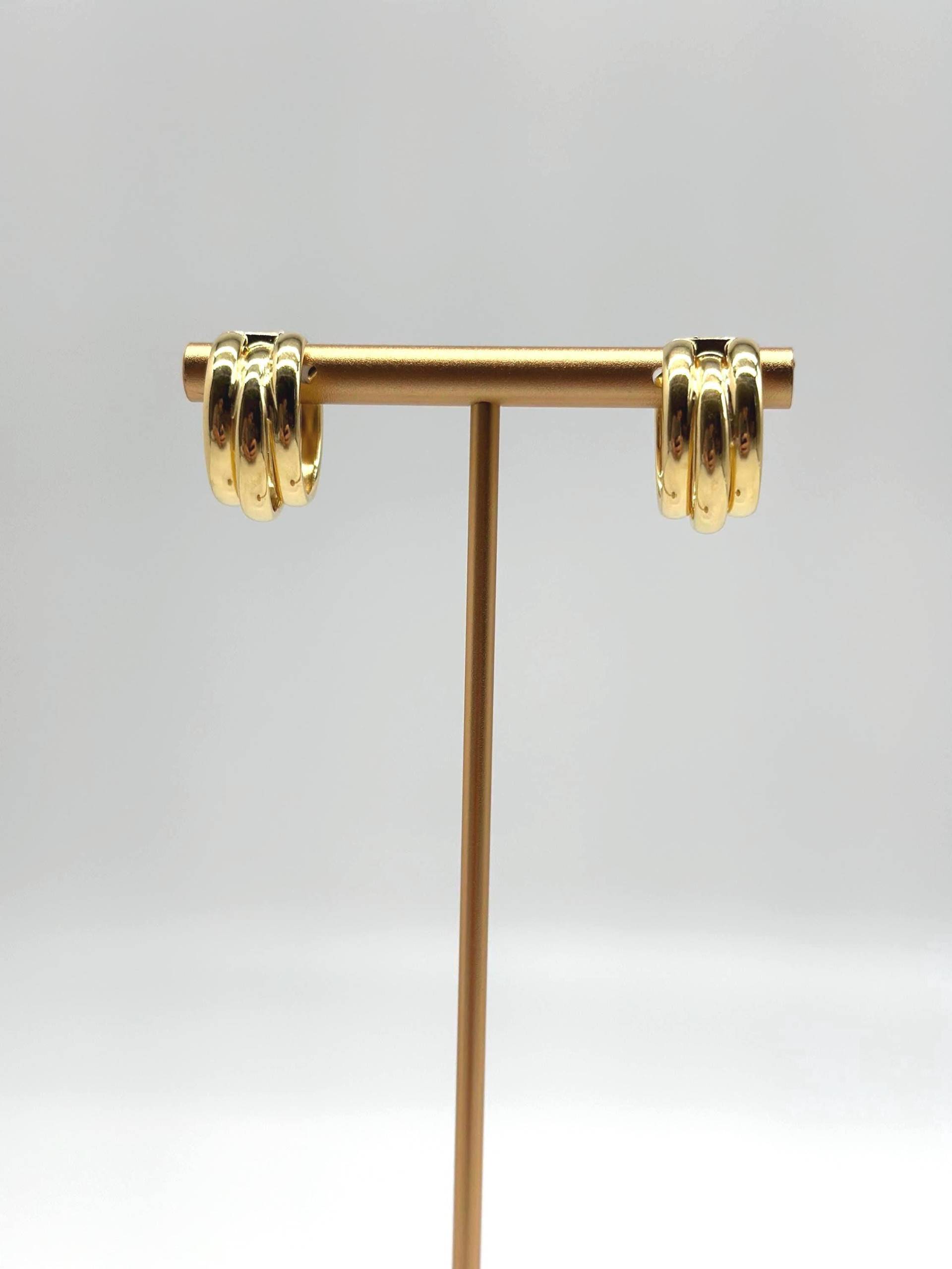 Triple Hoop Earrings 18K Gold Plated 925 Sterling Silver | Golden Hoops For Women Minimalist Jewelry von EloureJewelry