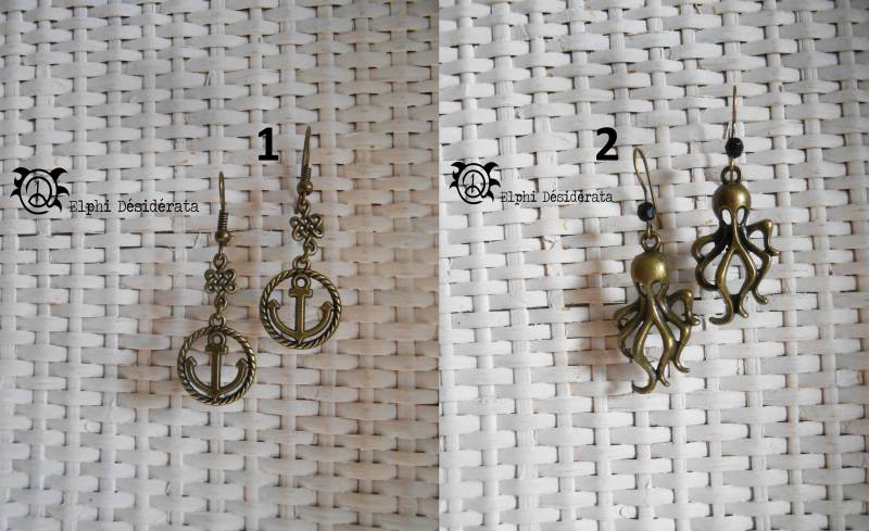 Ohrringe Marine Thema Anker Oder Oktopus Stil von ElphidesiderataFr