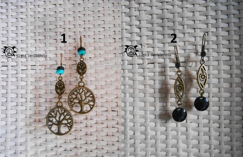 Ohrringe Thema Baum Des Lebens Oder Kleine Blume, Boho-stil von ElphidesiderataFr