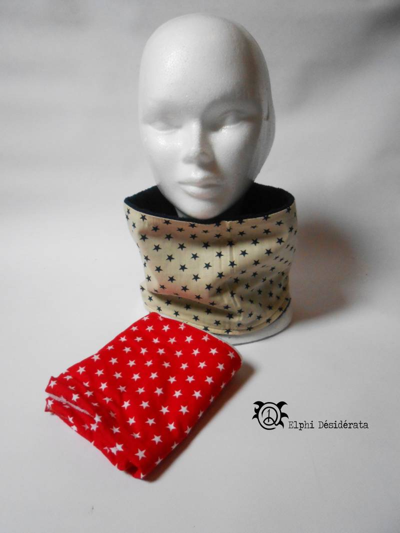 Snood Schal Schlauch Ring Modell Kind Gemischte Größe 2 Bis 6 Jahre Sterne Baumwolle Und Mikrofaser von ElphidesiderataFr