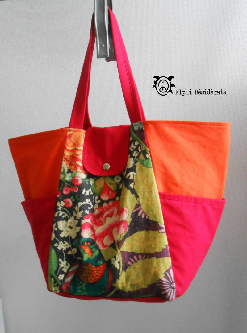 Tasche Tragestoff Florale Baumwolle Papagei Mehrfarbig von ElphidesiderataFr