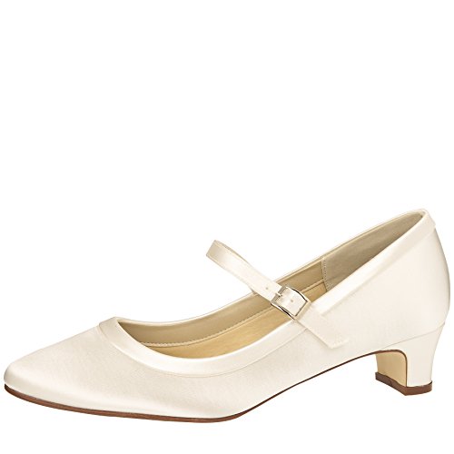 Rainbow Club Brautschuhe Larissa - Pumps Ivory Satin - Blockabsatz - Gr 37.5 EU 4.5 UK von Rainbow Club