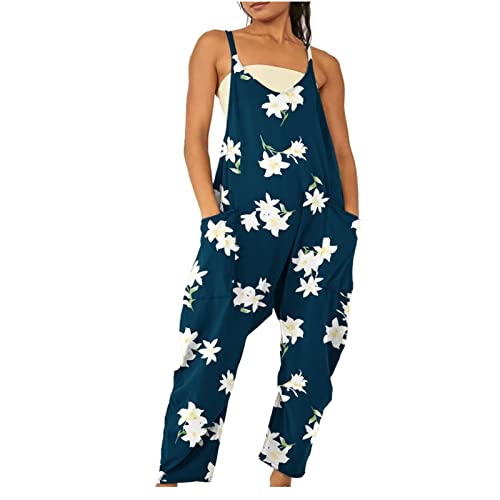 Arbeitshose Damen 2025 Frauen Latzhose Baggy Stretch Overall mit Taschen Jumpsuit Lässiger Mädchen Overalls Lange Ärmellose Hosen Elegant Straight Jeans Geschnittener Playsuit von Elsa Keith