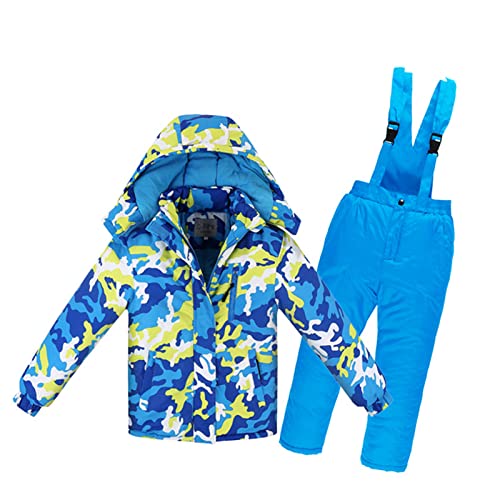 Elsa Keith Kinder Skianzug Winddichter Warmes Winteranzug Schneeoverall Skioverall Daunenjacke Outdoor Wasserdicht Schneeanzug Langarm Dickere Jacket Winter Atmungsaktiv Fellkragenkapuze von Elsa Keith