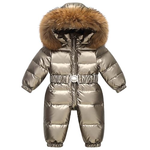 Elsa Keith Schneeanzug Unisex Kinder Warmes Winter Winteranzug Winddichter Outdoor Jacket Atmungsaktiv Langarm Daunenjacke Dickere Skioverall Fellkragenkapuze Schneeoverall Wasserdicht Skihose von Elsa Keith