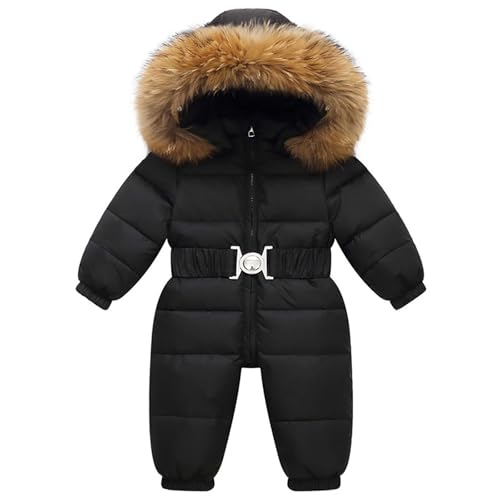 Elsa Keith Schneeanzug Unisex Kinder Warmes Winter Winteranzug Winddichter Outdoor Jacket Atmungsaktiv Langarm Daunenjacke Dickere Skioverall Fellkragenkapuze Schneeoverall Wasserdicht Skihose von Elsa Keith