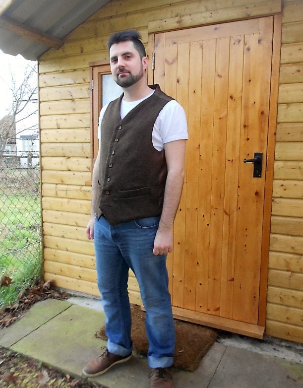 Weste in Brauner Fischgrät Donegal Tweed von ElsaEmporium