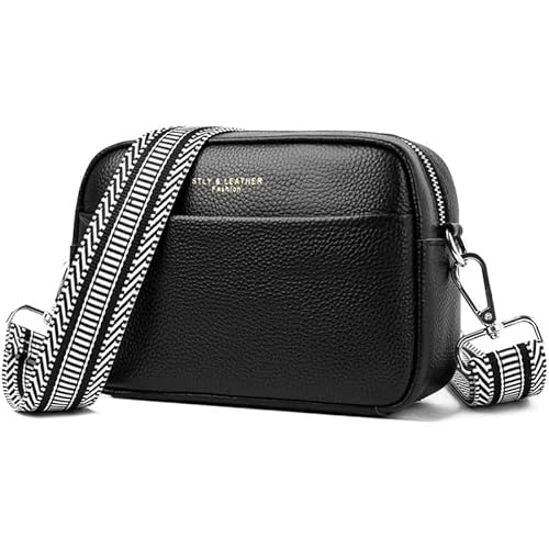 Elsaybro Crossbody Bag Damen Breiter Gurt umhängetasche Damen Brusttasche Damen Bauchtasche Stylisch Moderne Taschen Mit Breitem Schultergurt Handtasche Damen UmhäNgetasche schwarz 1 von Elsaybro