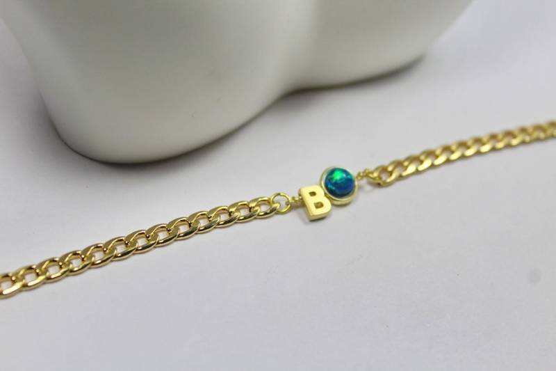 Benutzerdefinierte Herren Opal Armband, Sein Erstes Geschenk., Monogramm Armband. Feueropal Schmuck Für Männer. Sein Regenbogen Geschenk. Bruder von ElseCreation