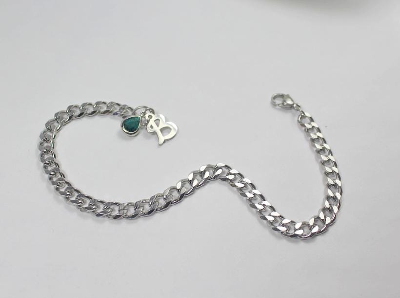 Herren Halskette Oder Armband Mit Schlichter Kette, Initial Charm Und Geburtsstein Akzent - Geschenk Für Vater Ehemann Freund Schmuck von ElseCreation