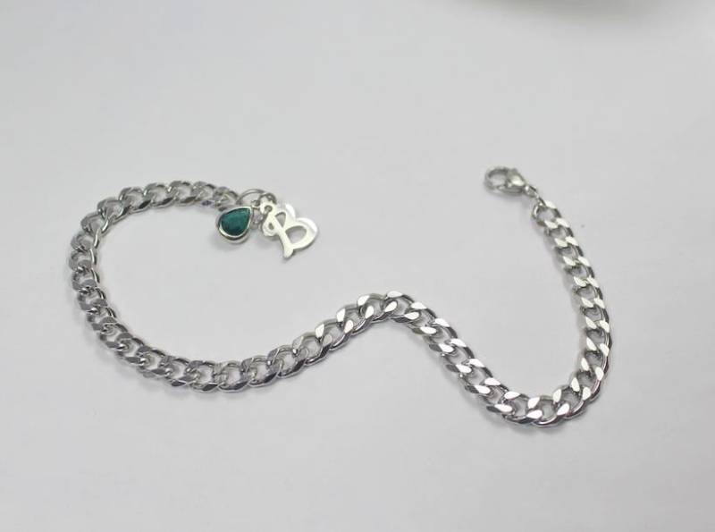 Herren Halskette Oder Armband Mit Schlichter Kette, Initial Charm Und Geburtsstein Akzent - Geschenk Für Vater Ehemann Freund Schmuck von ElseCreation