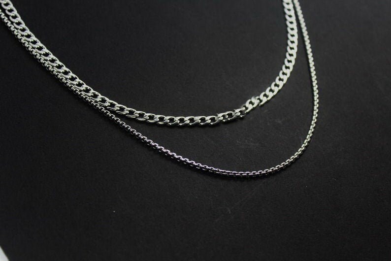 Herrenkette , 2 Strang Männer Schmuck Geschichtete 2-Kettenhalskette Boyfrined. Bruder Geschenk. Schlichte Halskette.2 Ketten Herrenkette , 2 Strang Männer Schmuck Geschichtete 2-Kettenhalskette Boyfrined. Bruder Geschenk. Schlichte Halskette.2 Ketten von ElseCreation