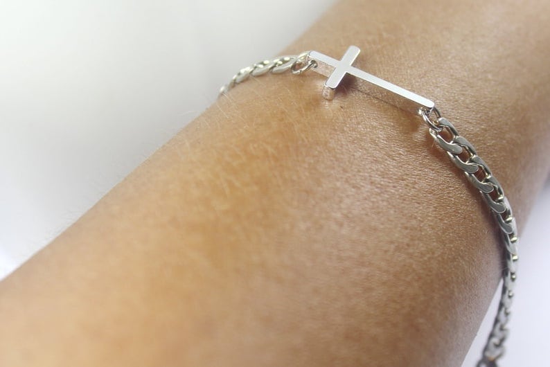 Kreuz Armband Für Männer.silber Taufe Schmuck.kreuz Halskette Gott Bruder.taufe Geschenk Ihn Kreuz Armband Für Männer.silber Taufe Schmuck.kreuz Halskette Gott Bruder.taufe Geschenk Ihn von ElseCreation
