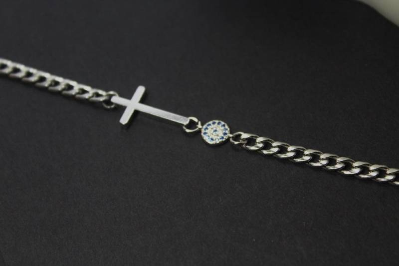 Männer Schutz Halskette. Kreuz Evil Eye Schmuck Geschenk. Sideways Cross Halskette Geschenk Für Freund Christian Männer Schutz Halskette. Kreuz Evil Eye Schmuck Geschenk. Sideways Cross Halskette Geschenk Für Freund Christian von ElseCreation