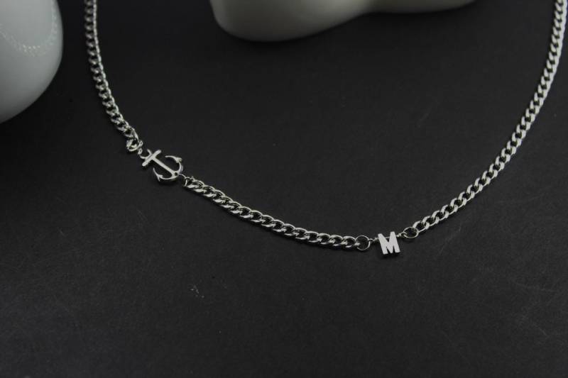 Personalisiertes Männer Geschenk. Seitlich Anker Halskette, Individuelle Boyfriend Initial Men Hope Männliche Kraft Kette Personalisiertes Männer Geschenk. Seitlich Anker Halskette, Individuelle Boyfriend Initial Men Hope Männliche Kraft Kette von ElseCreation