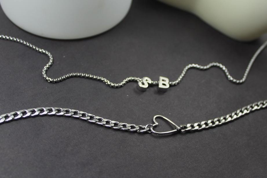 Zwei Initialen Halskette. Benutzerdefinierte Herz Schmuck. , 2 Strang Personalisierter Buchstaben Schmuck Übereinander Gelegter Doppel Buchstabe Id von ElseCreation