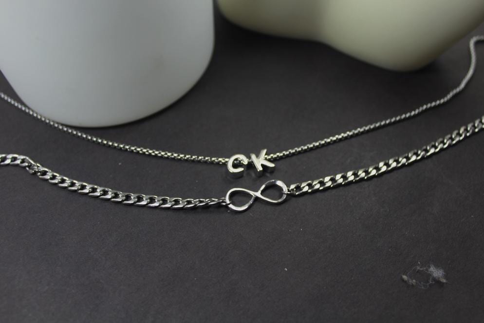Zwei Initialen Layer Halskette. Benutzerdefinierte Infinity Schmuck Männer Geschenk. Layered, 2 Strang .personalisierte Buchstaben Layering Doppel von ElseCreation