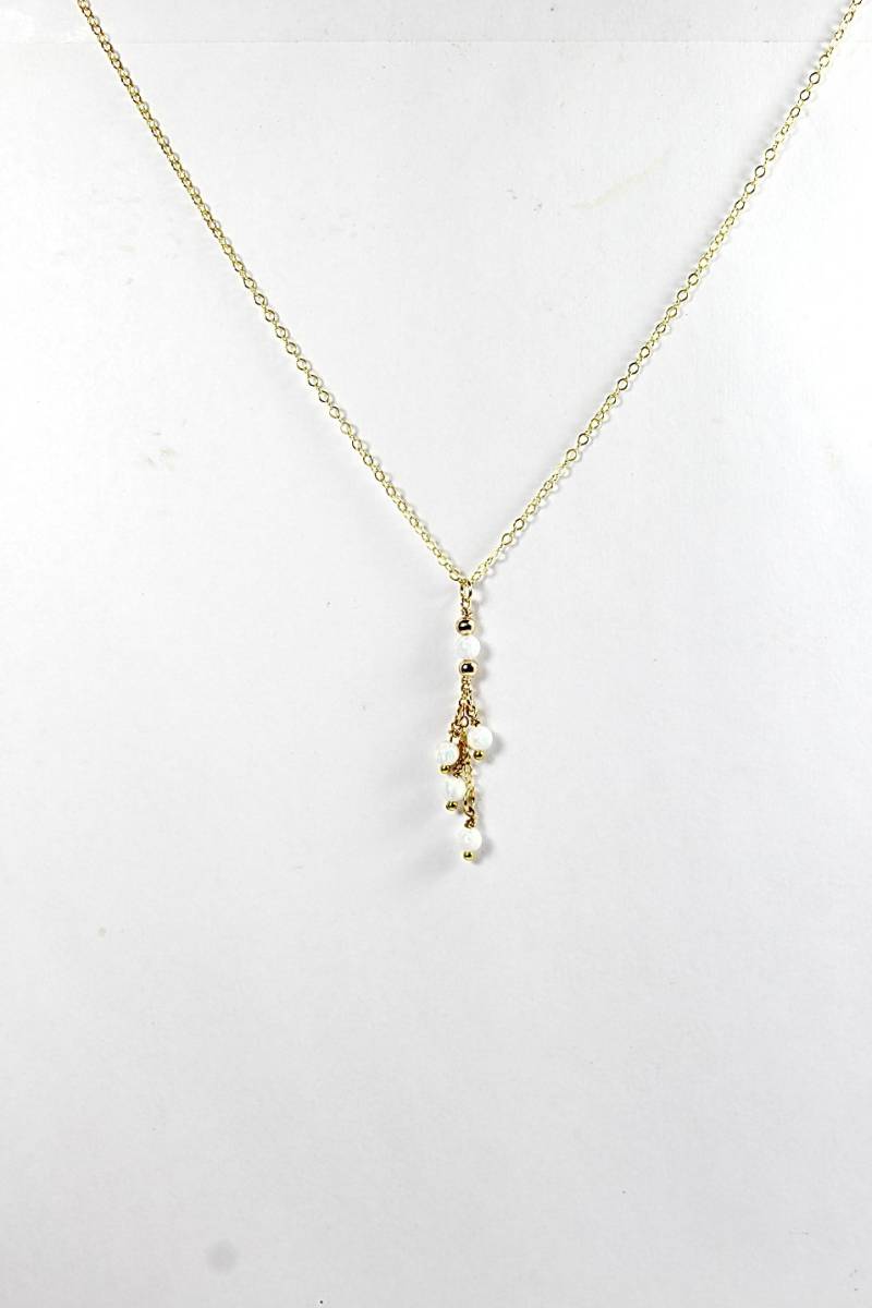 Opal Lariat Halskette.opal Y Schmuck. Brautjungfer Weiße Opalkugel. Feueropal Träne .braut Schmuck.opal Halskette von ElseDesigns