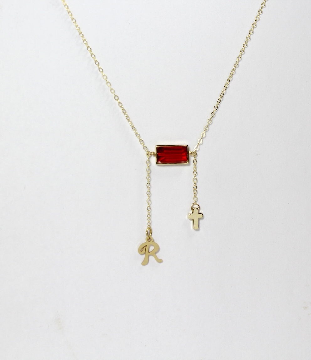 Personalisierte Kreuzkette. Geburtsstein-Halskette. Mutter-Mutter-Anfangsschmuck. Kreuz Glaube Geschenk. Frau Initiale. Muttertag Schmuck Geschenk von ElseDesigns