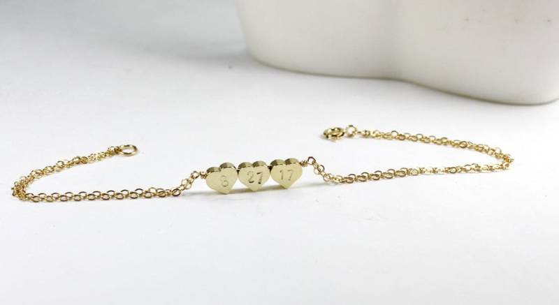 Datum Armband Oder Halskette - Gold Hochzeit Jahrestag Personalisierte Braut Brautjungfer Schmuck von ElseJewelry