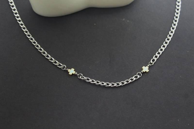 Doppelkreuz Schmuck. Zwei Kreuz Armband. Multicolor Emaille Optionen.emaille Religiöser Schmuck, Taufgeschenk Für Ihn von ElseJewelry