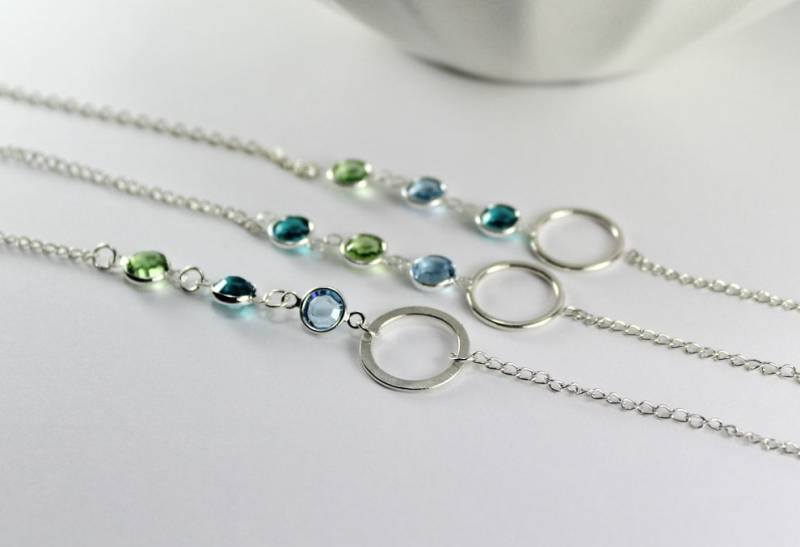 Drei Silber Geburtsstein Armband, Personalisiertes Infinity Personalisierte Eternity .3 Mädchen. 3 Nichte . Drei Schwestern Bbf von ElseJewelry