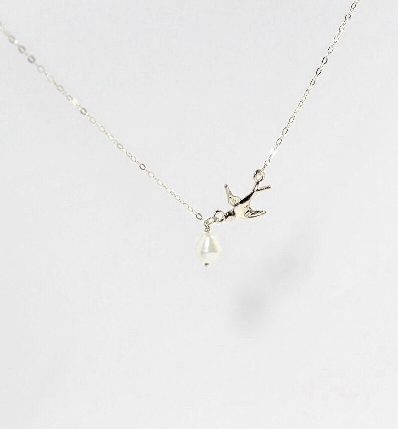 Friedenstaube Halskette.holly Vogel Halskette.teardrop Perle Halskette.religiöse Taube Halskette. Der Hoffnung Armband.heiliger Geist Schmuck von ElseJewelry