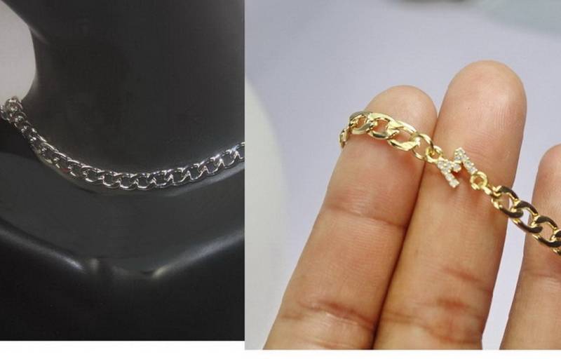 Halsband Halskette Für Männer, Seine Ersten Schmuck, Männer Gold Funkelnde Cz Brief Halskette, Einfache Silberkette, Geschenk Ihn von ElseJewelry